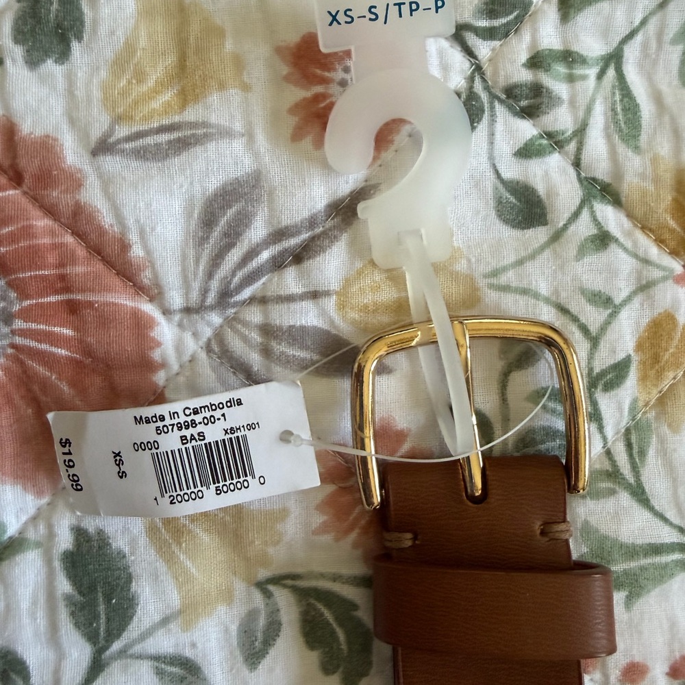 Old Navy Brown Faux Leather Belt Gold Buckle XS/S NWT